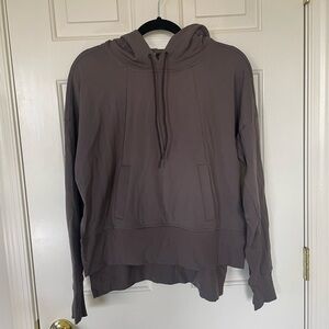 Athleta Taupe Hooded Pullover Sweatshirt